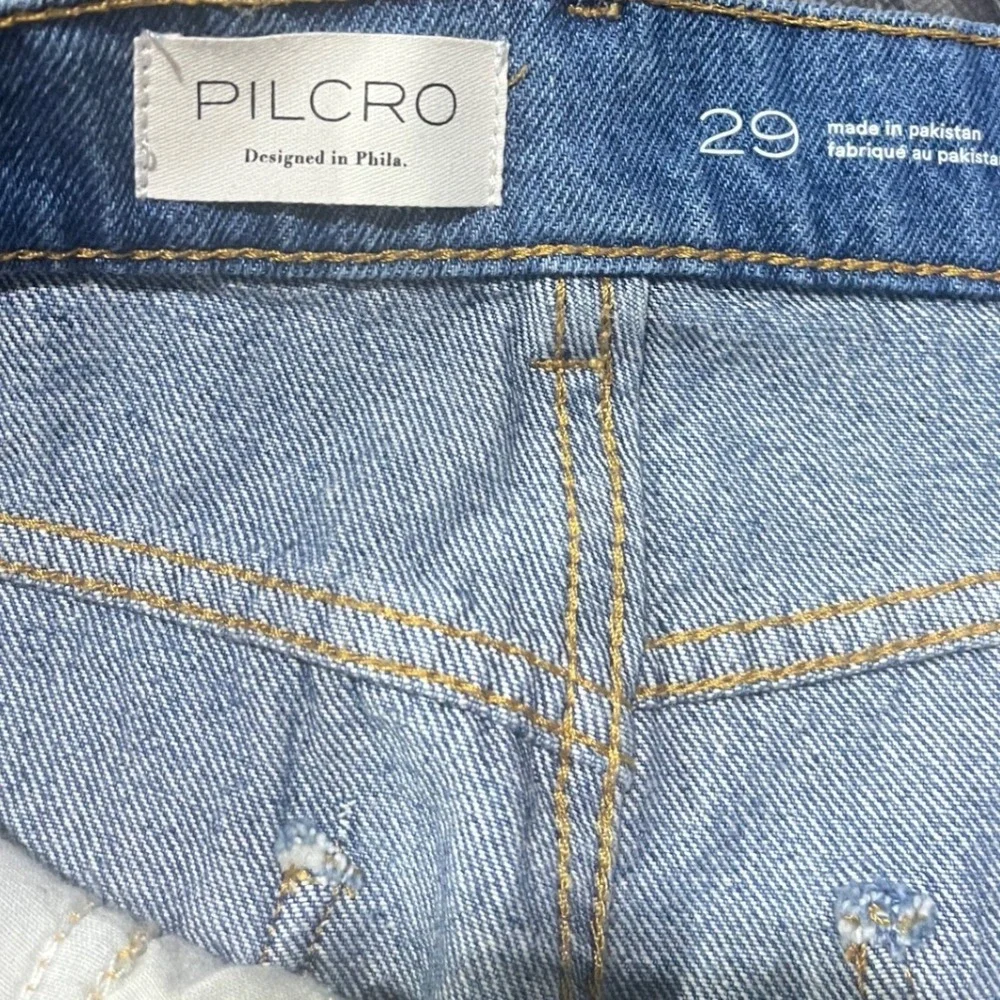 Anthropologie PILCRO Original Denim Shorts Size‎ 29 Blue Raw Hem Button Fly - Picture 3 of 4